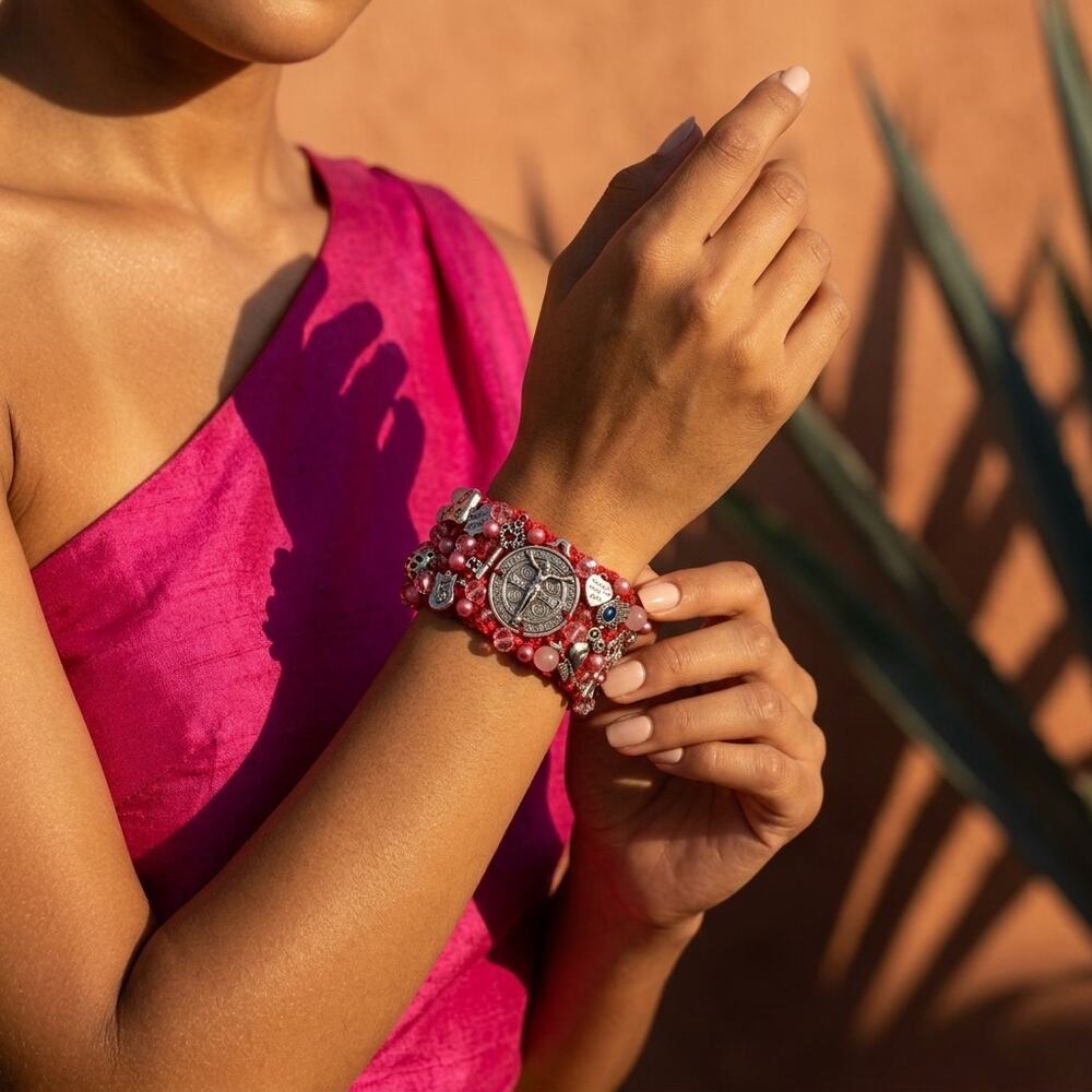 Mexican protetion bracelet charms  one of a kind S-M 7.5 X 2 IN